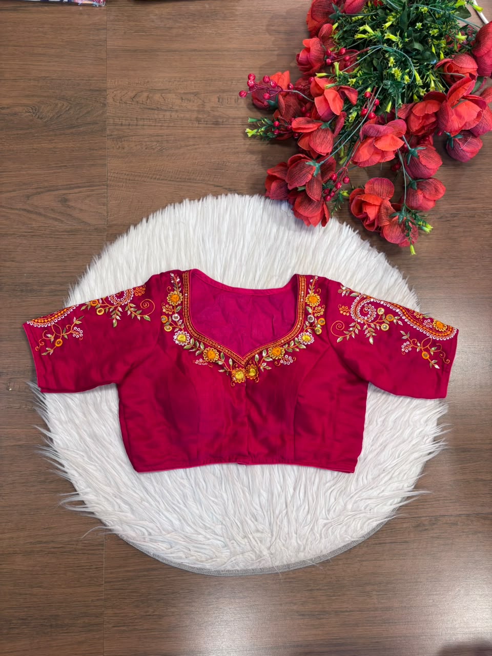 Festive Paisley Vichitra Silk Blouse