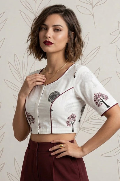 Signature Print Cotton Blouse