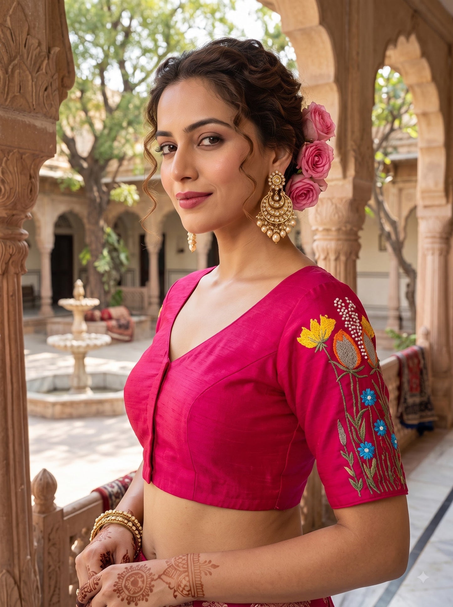 Gilded Garden Vichitra Silk Blouse