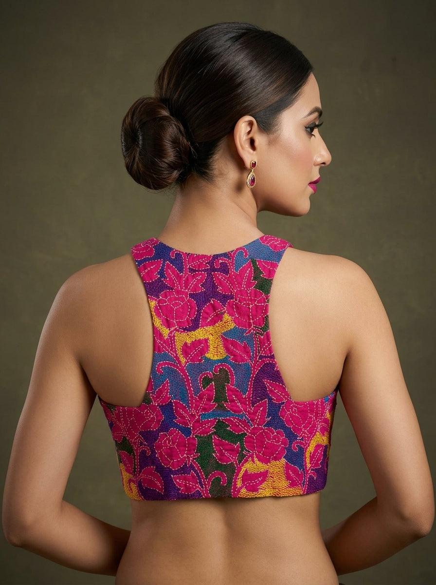 Queen Pink Kantha Stitch Blouse