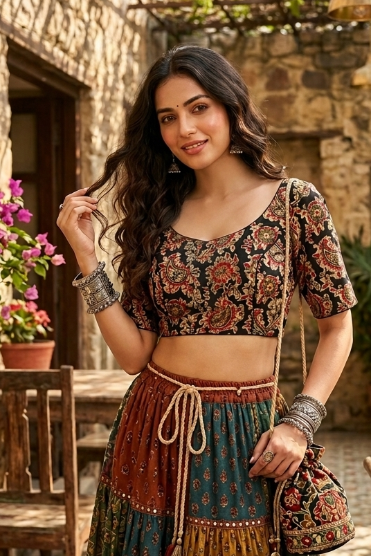 Dreamy Cute-Printed Cotton Designer Blouse