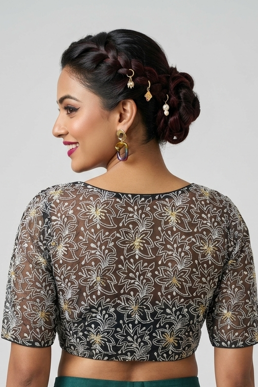 Organza Twist – All Over Embroidered Organza Blouse