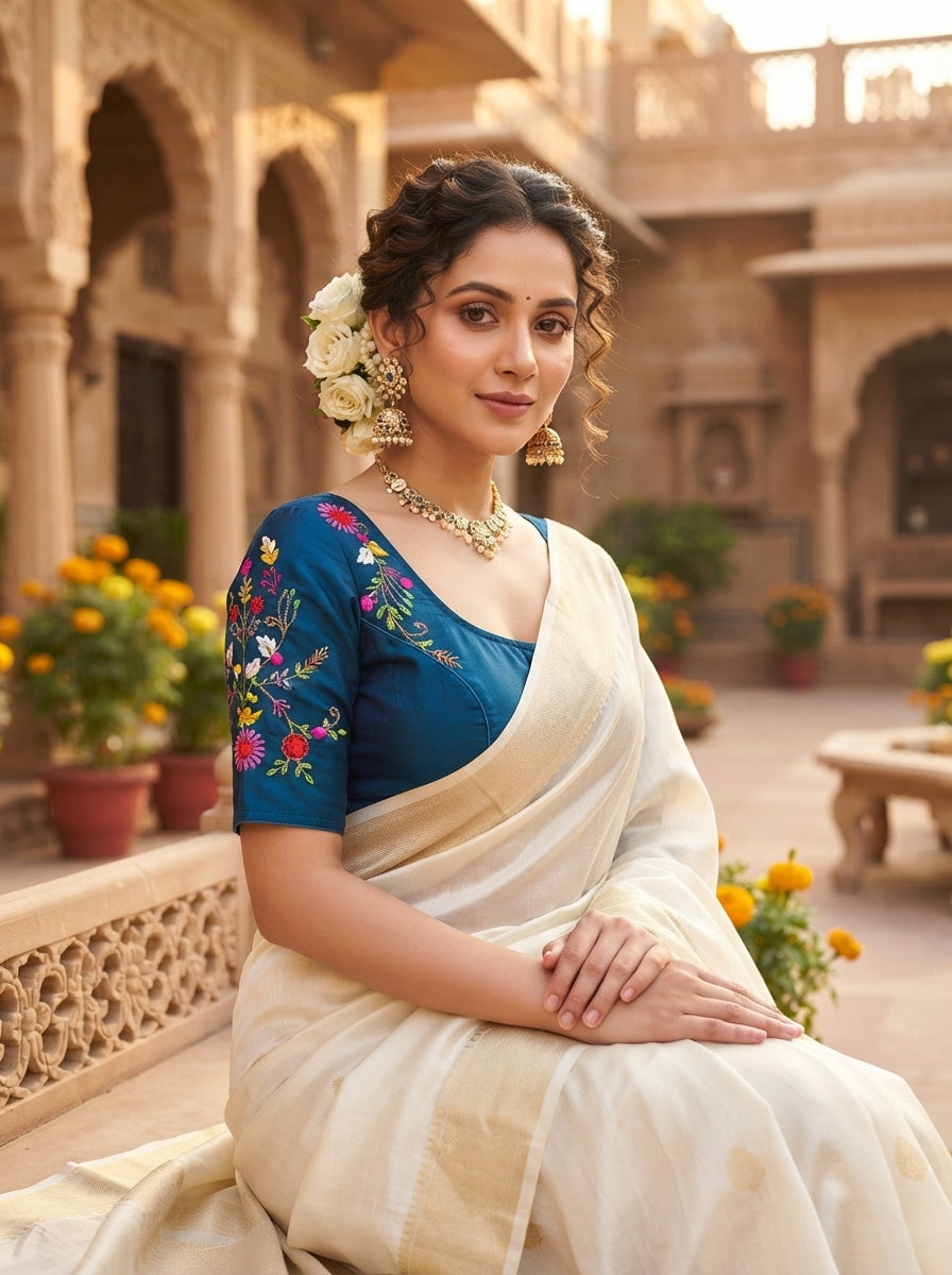 Floral Symphony Handwork Blouse