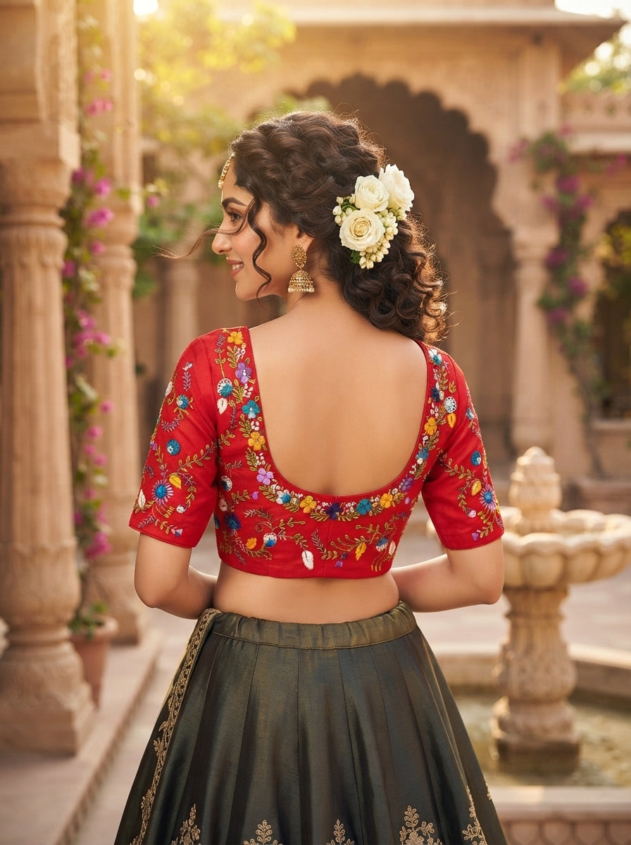 Floral Symphony Handwork Blouse