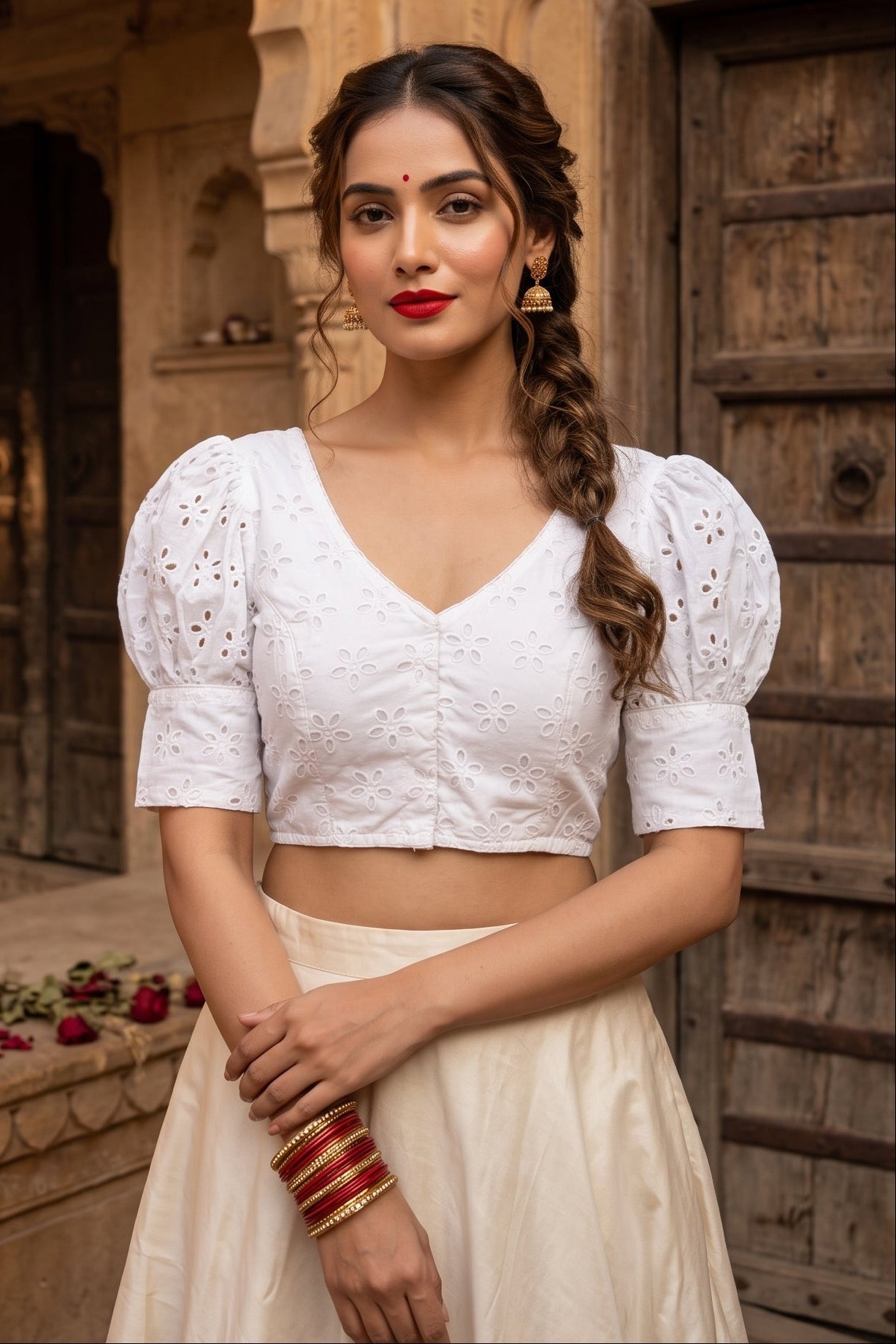 Puff of Plumeria Hakoba Designer Blouse