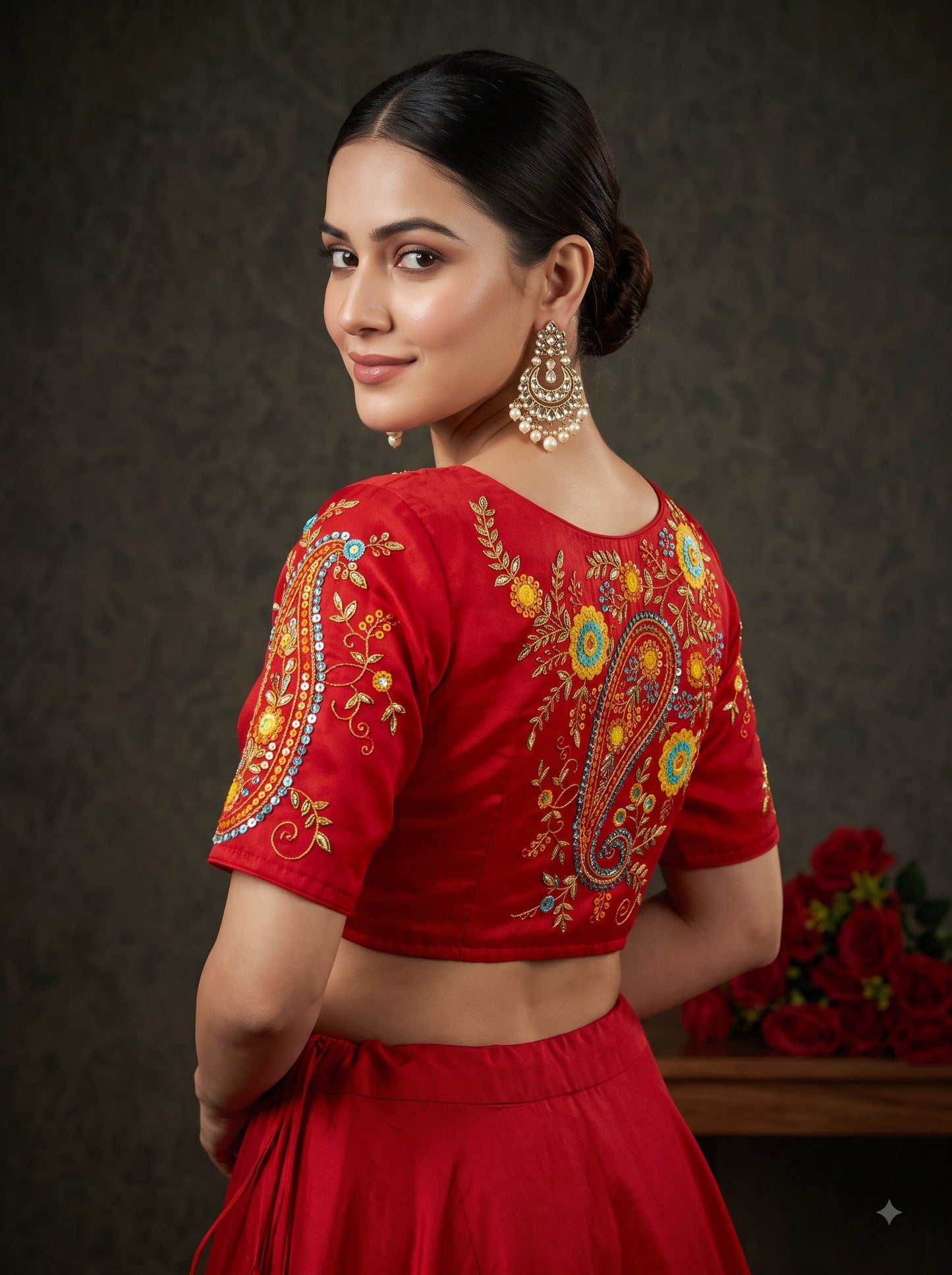 Festive Paisley Vichitra Silk Blouse