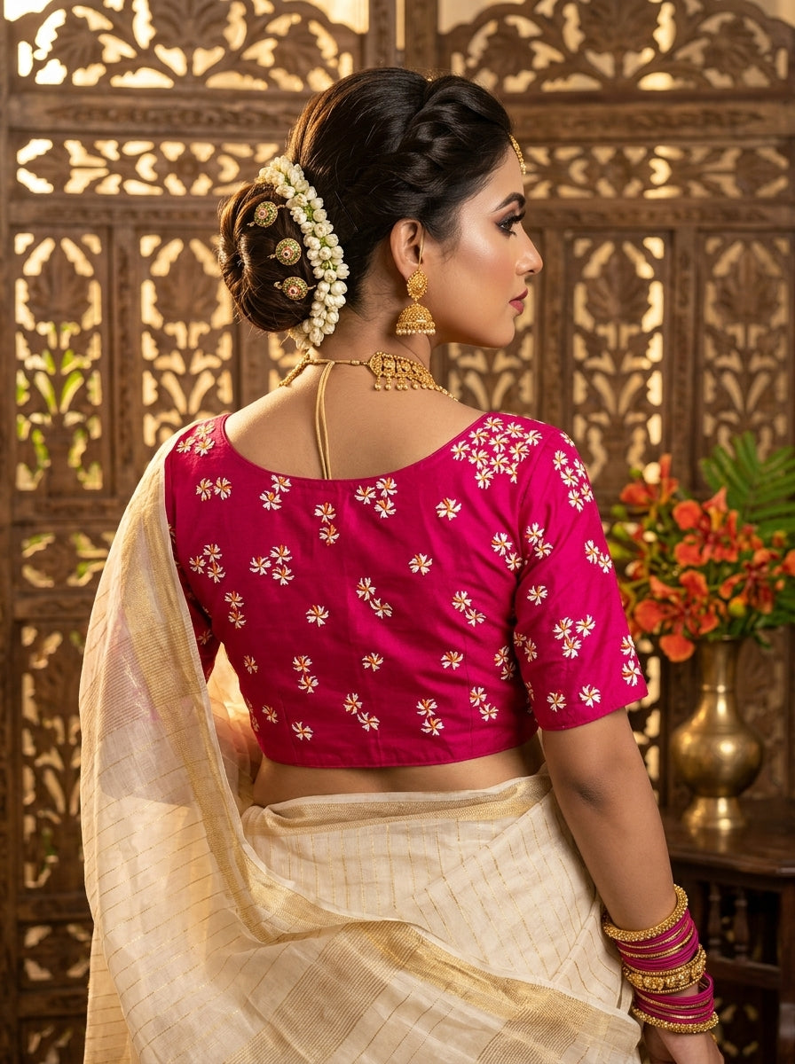 Shiuli Flower Designer Blouse(Pink)