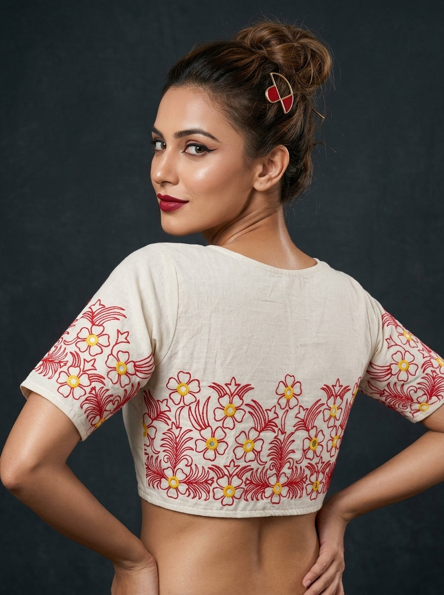 Mirror Magic & Flowers- Embroidered Blouse