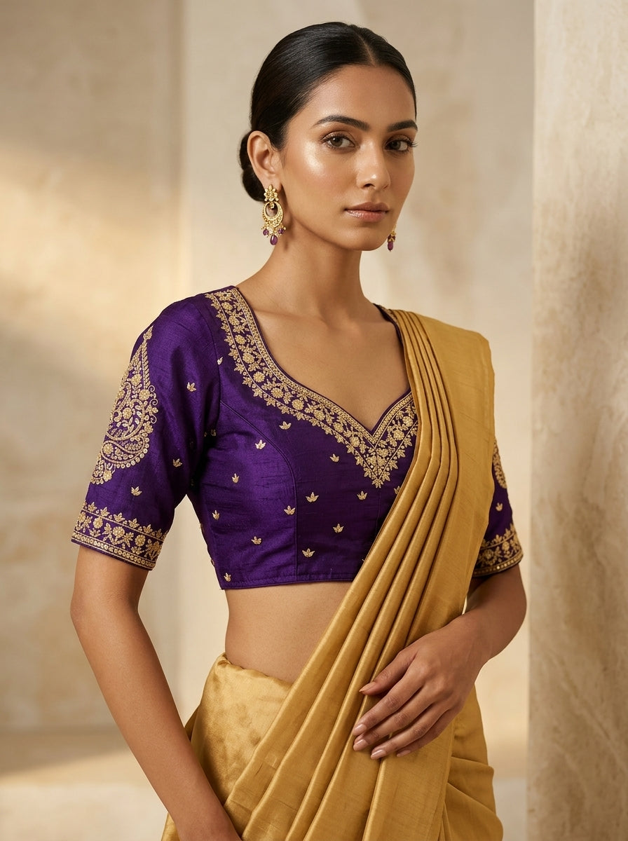 Portrait of Royalty Vichitra Silk Blouse
