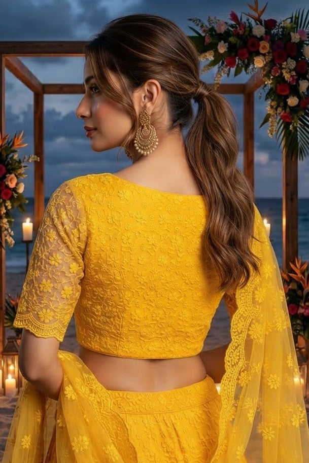 Enchanted Bloom Heritage Net Chikankari Blouse