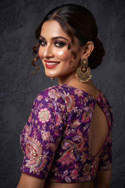 Own The Crown – Designer Zari & Sequins Crepe Blouse