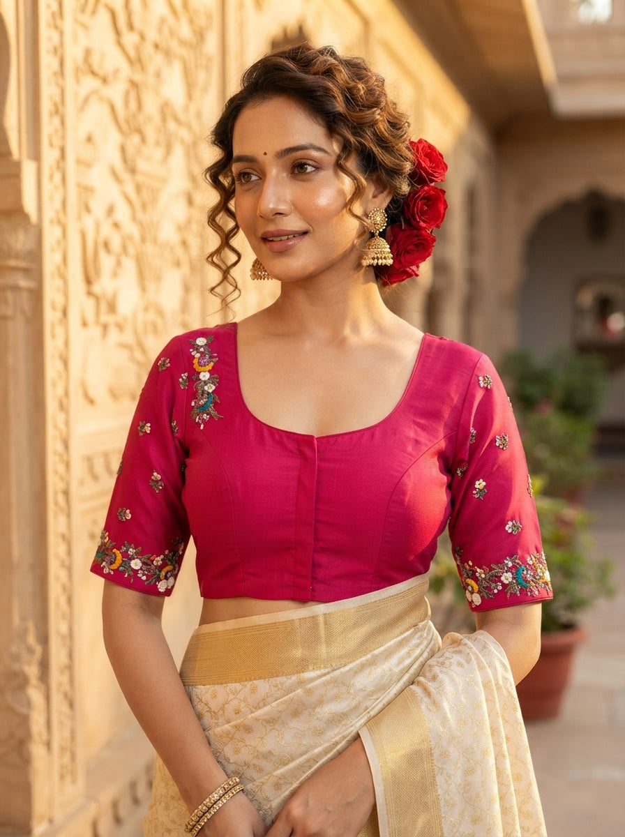 Kumkum Blossom Handwork Blouse