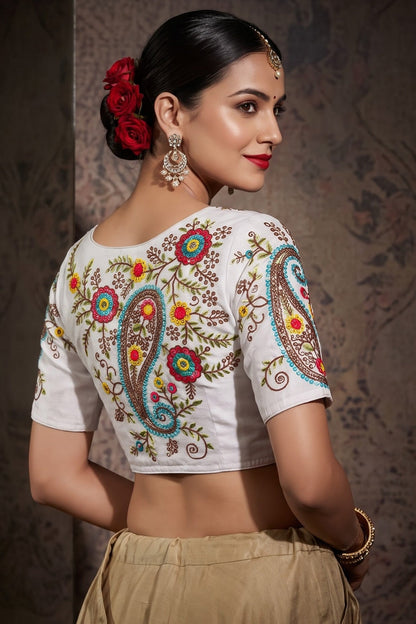 Festive Paisley Vichitra Silk Blouse