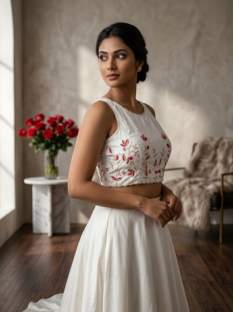 Rising Rever Floral Embroidery Blouse