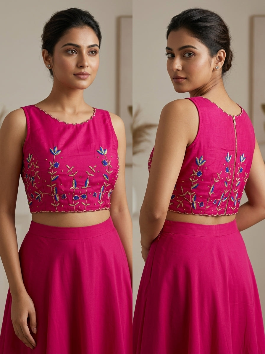 Rising Rever Floral Embroidery Blouse