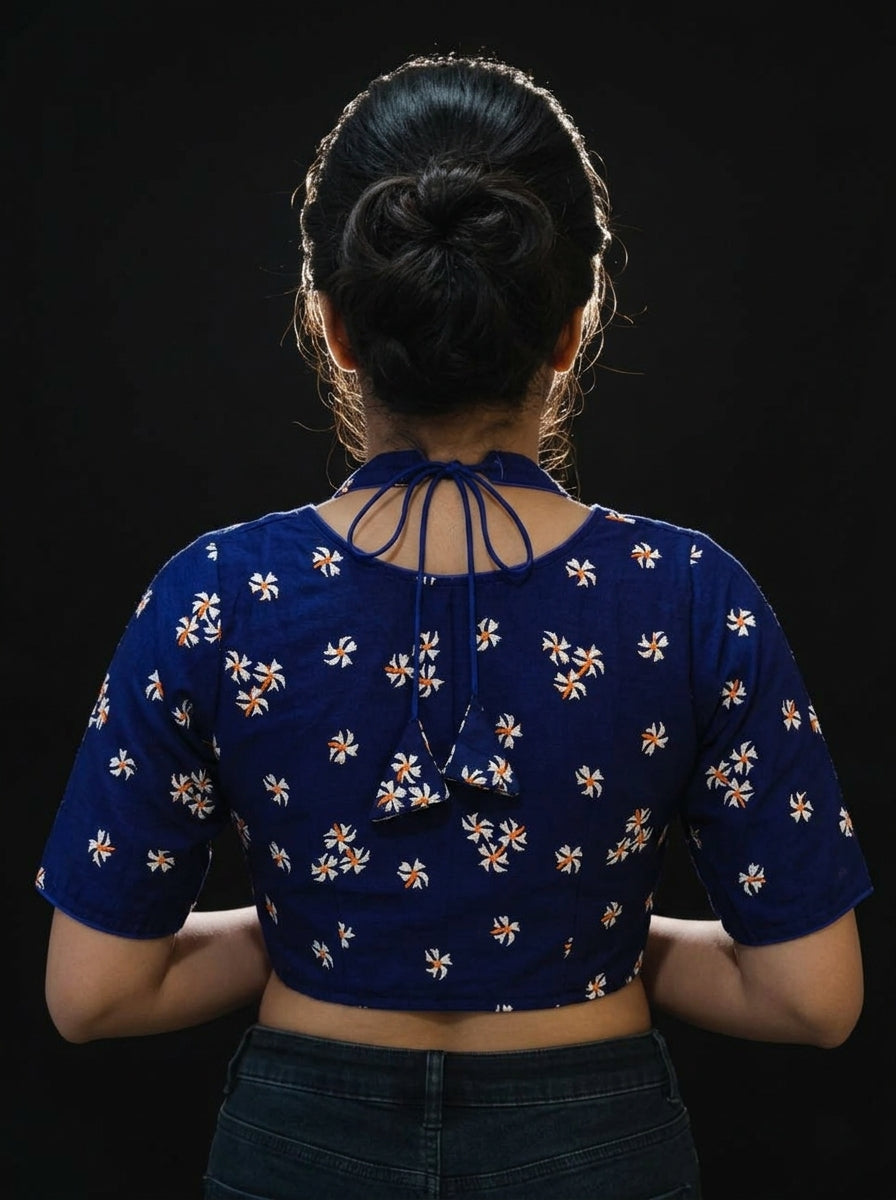Blue Shiuli Masaba Style Vichitra Silk Blouse