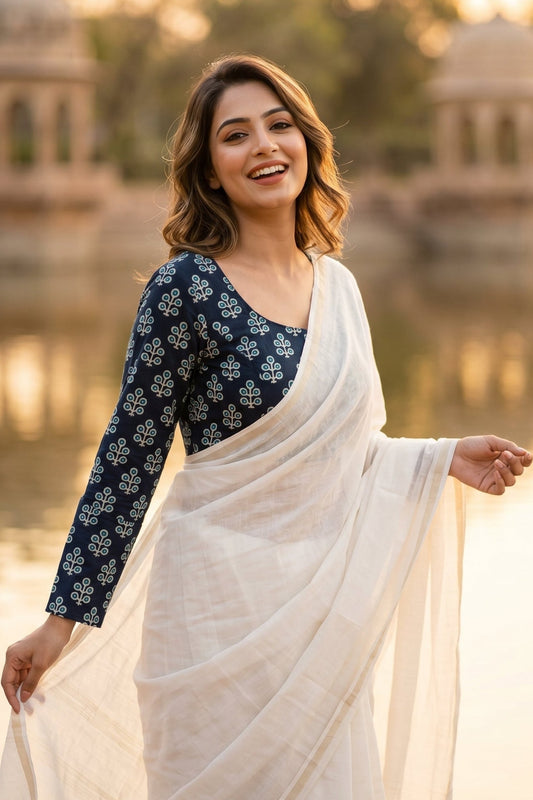 Printed Charm-Simple And Fancy Cotton Blouse