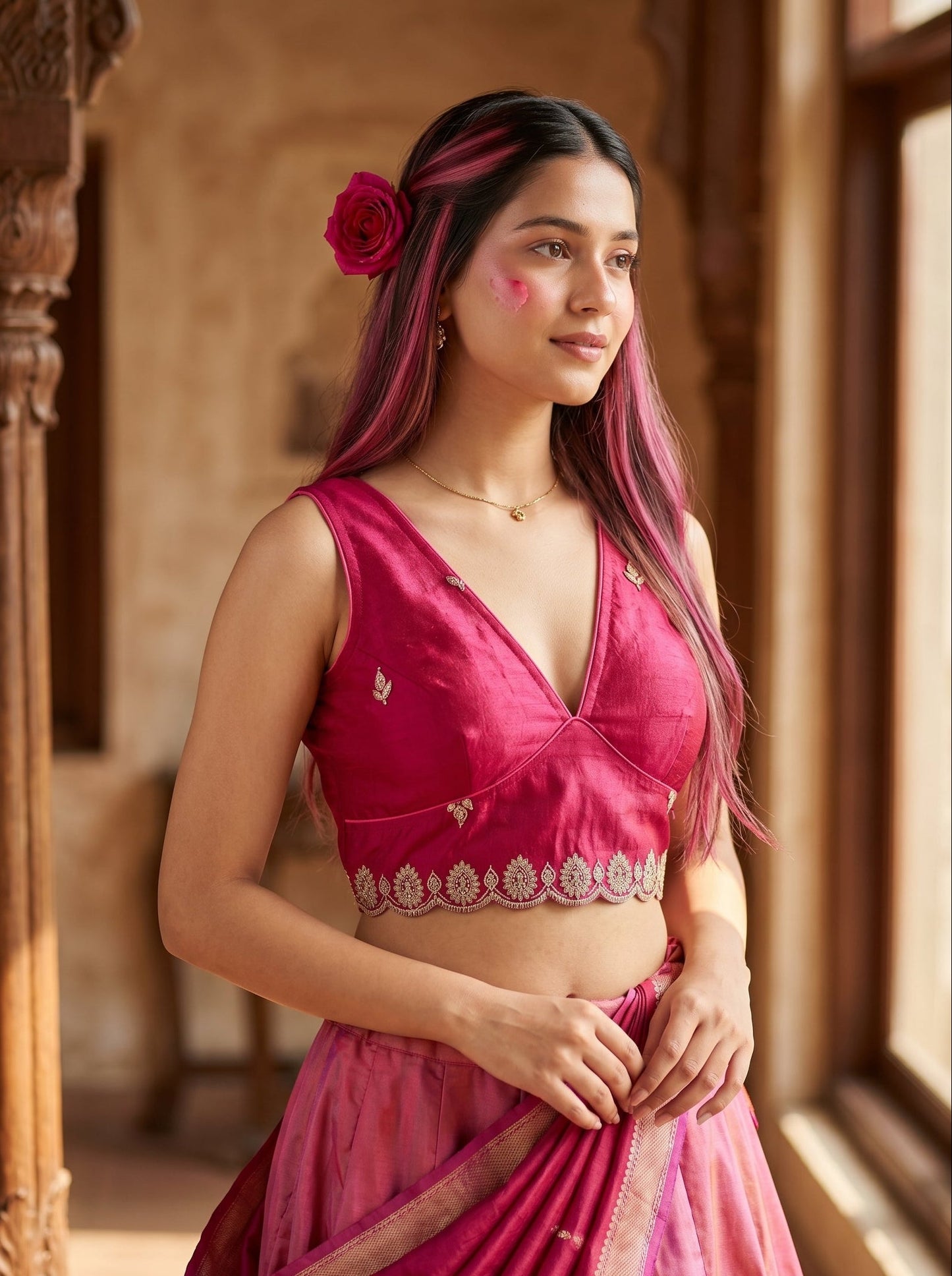 Shades Of Rose-Fendy Silk Blouse