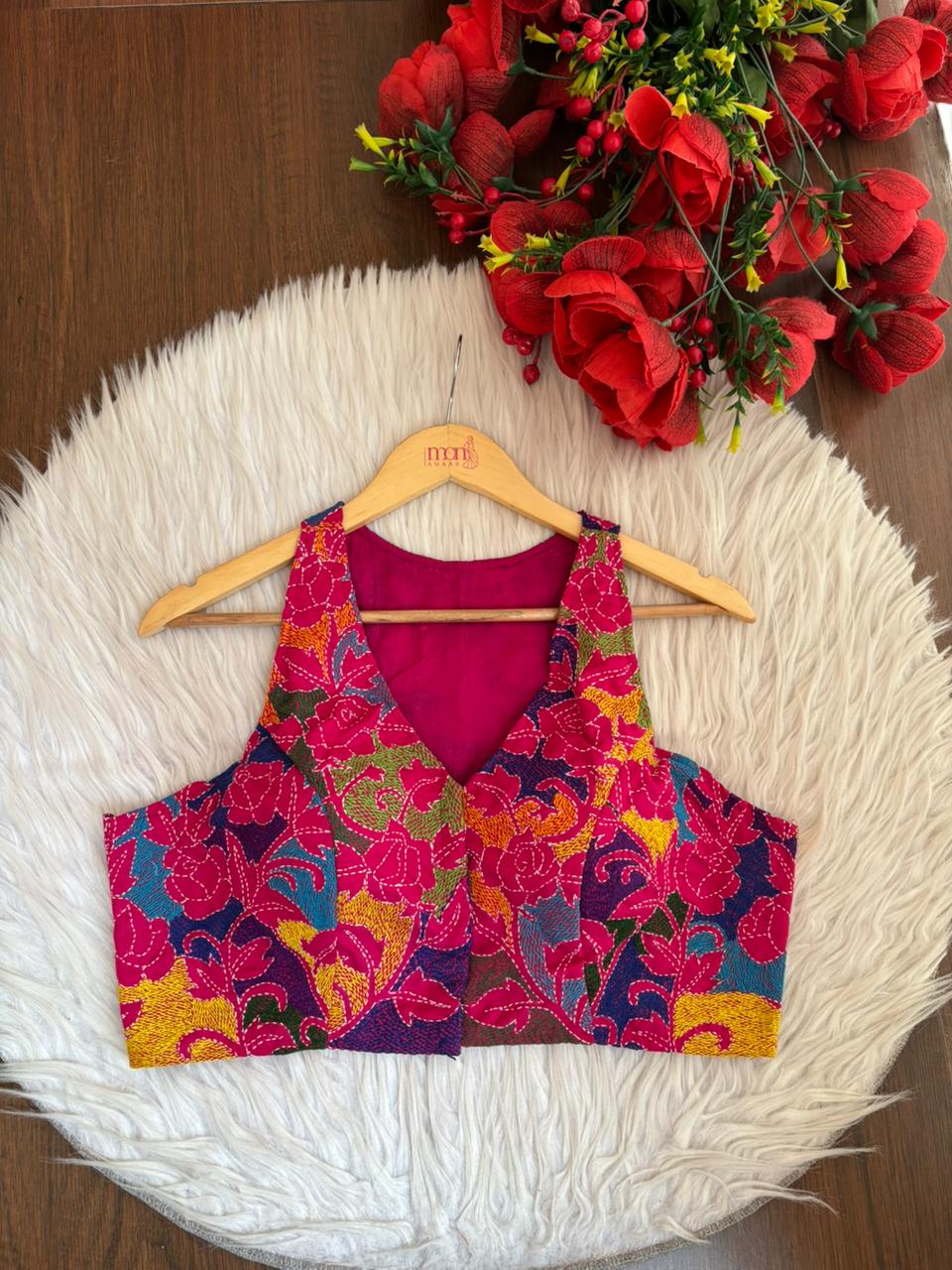 Queen Pink Kantha Stitch Blouse