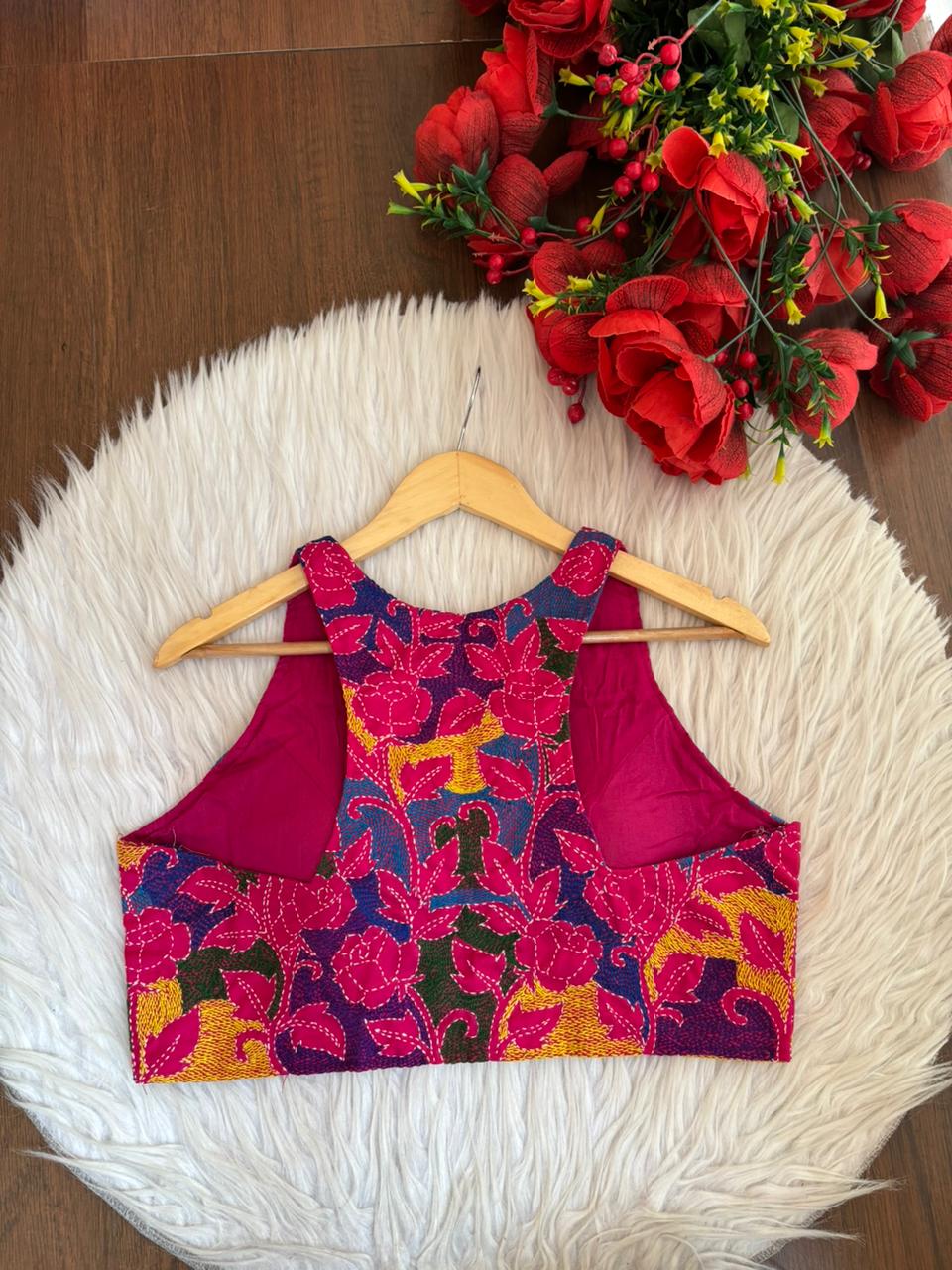 Queen Pink Kantha Stitch Blouse