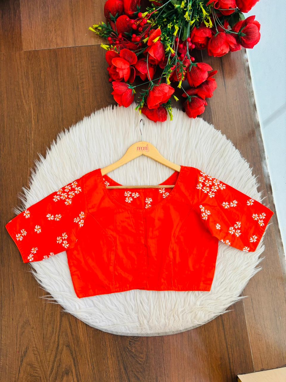 Shiuli Flower Designer Blouse(Orange)