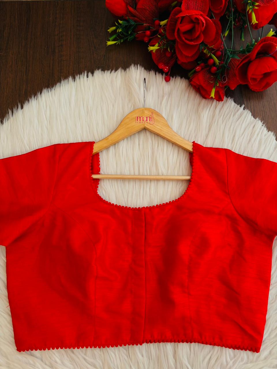 Red Tuilip Fancy Silk Blouse