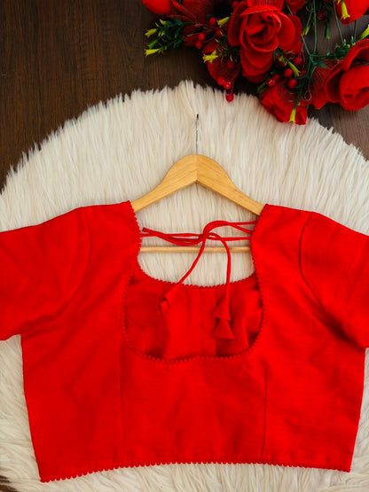 Red Tuilip Fancy Silk Blouse
