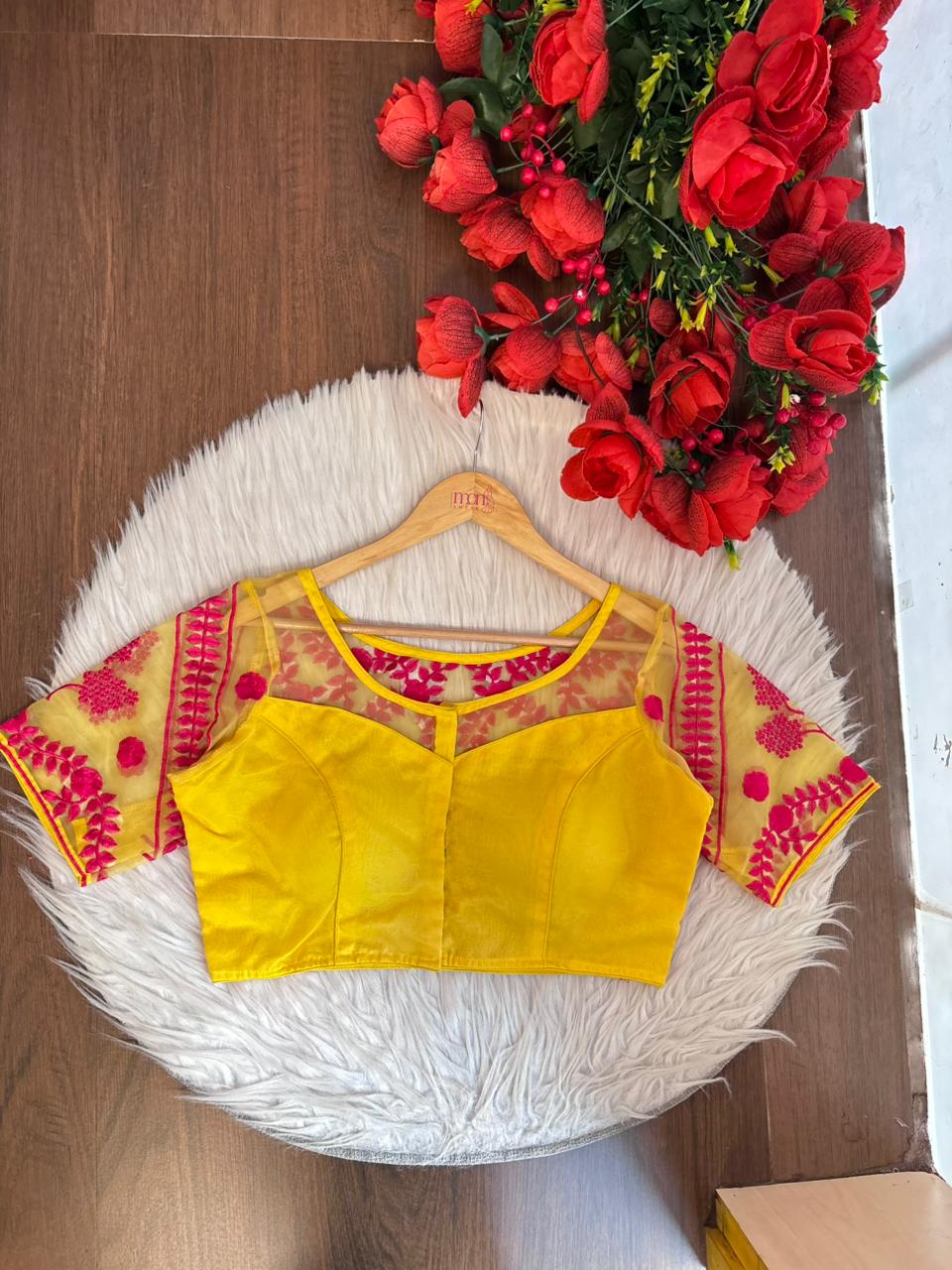 Dancing Leaf- Designer Net Blouse