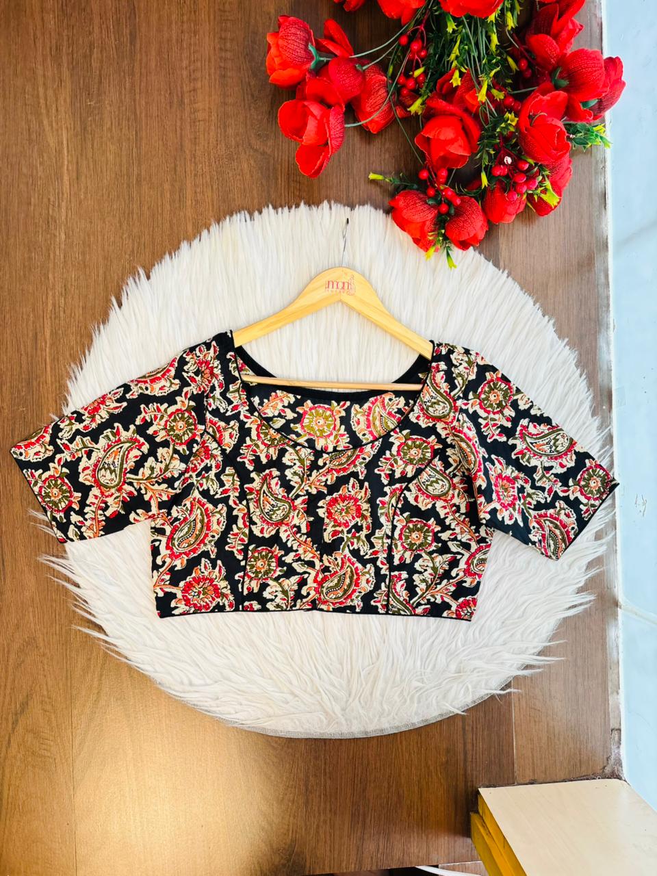 Dreamy Cute-Printed Cotton Designer Blouse
