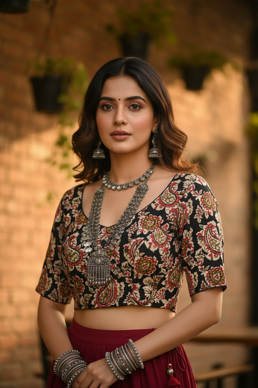 Dreamy Cute-Printed Cotton Designer Blouse