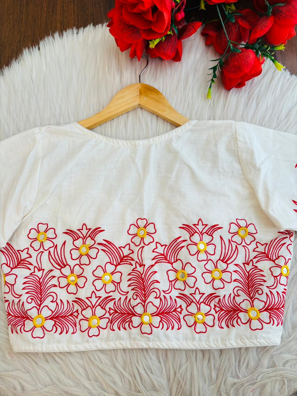 Mirror Magic & Flowers- Embroidered Blouse