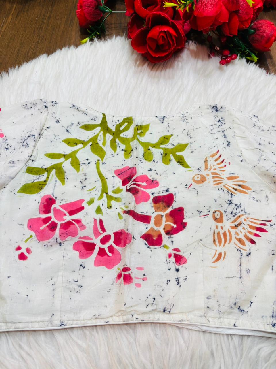 Doodle Of Flowers- Batik Designer Blouse