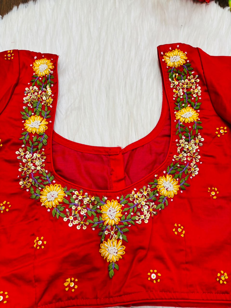 Blooming Scarlet Handwork Blouse