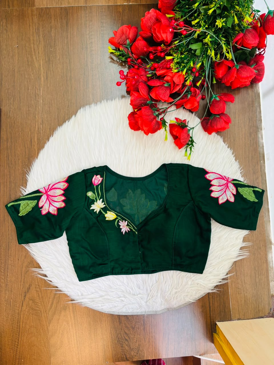 Reflection of Lotus Vichitra Silk Blouse