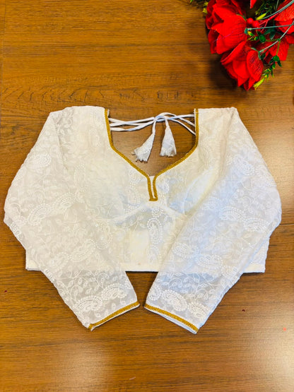 Pearl Petals Georgette Silk Designer Blouse