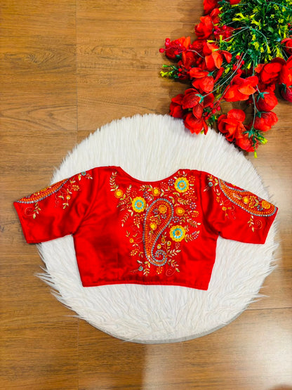 Festive Paisley Vichitra Silk Blouse