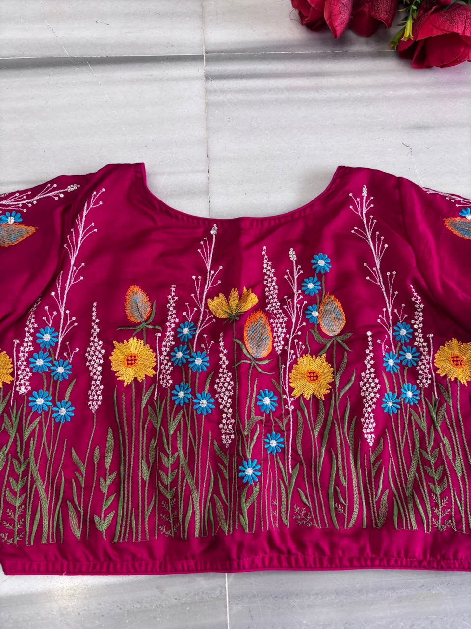 Gilded Garden Vichitra Silk Blouse