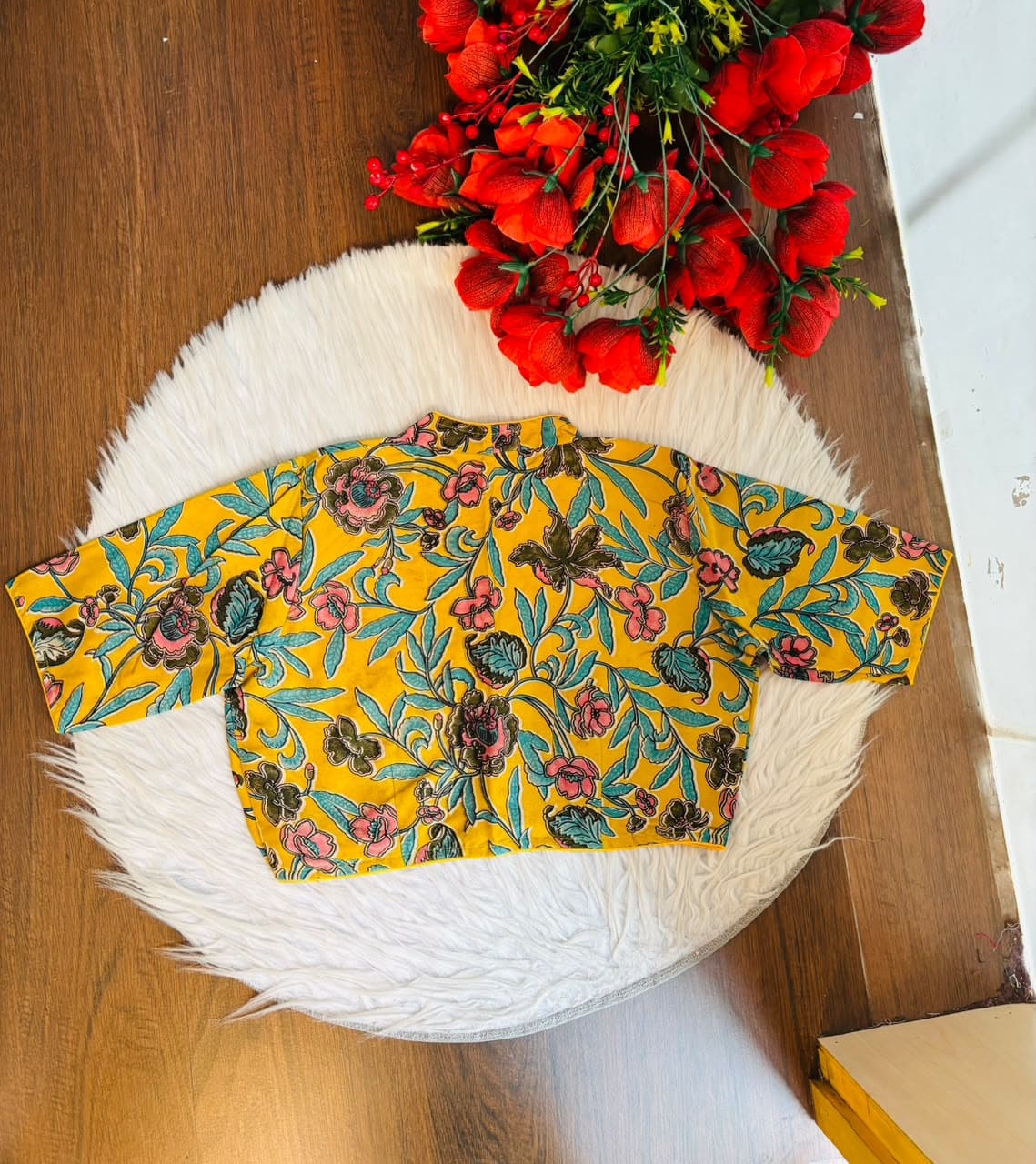 Retro Sketch Kalamkari Designer Blouse
