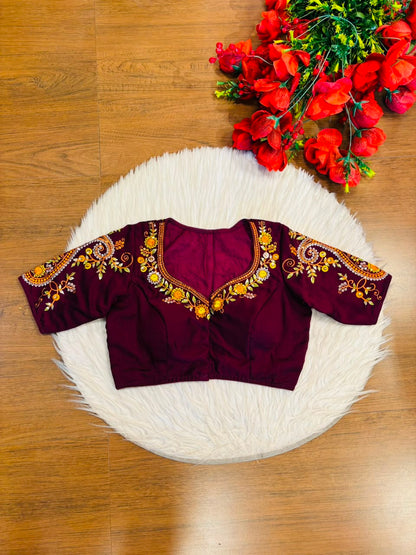 Festive Paisley Vichitra Silk Blouse