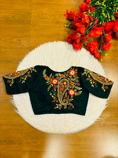 Festive Paisley Vichitra Silk Blouse
