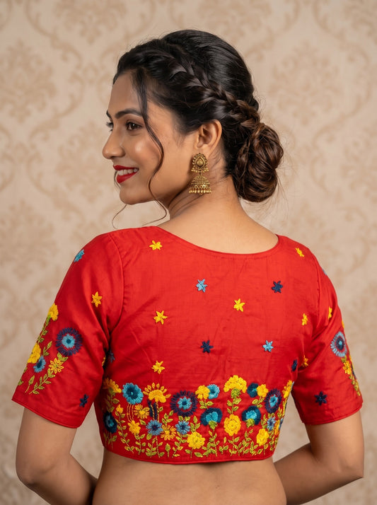 Blooming Paradise – Handstitched Designer Blouse
