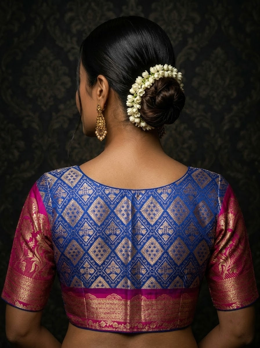 Rajeshwari Grace- Katan Silk Banarasi Zari Woven Designer Blouse