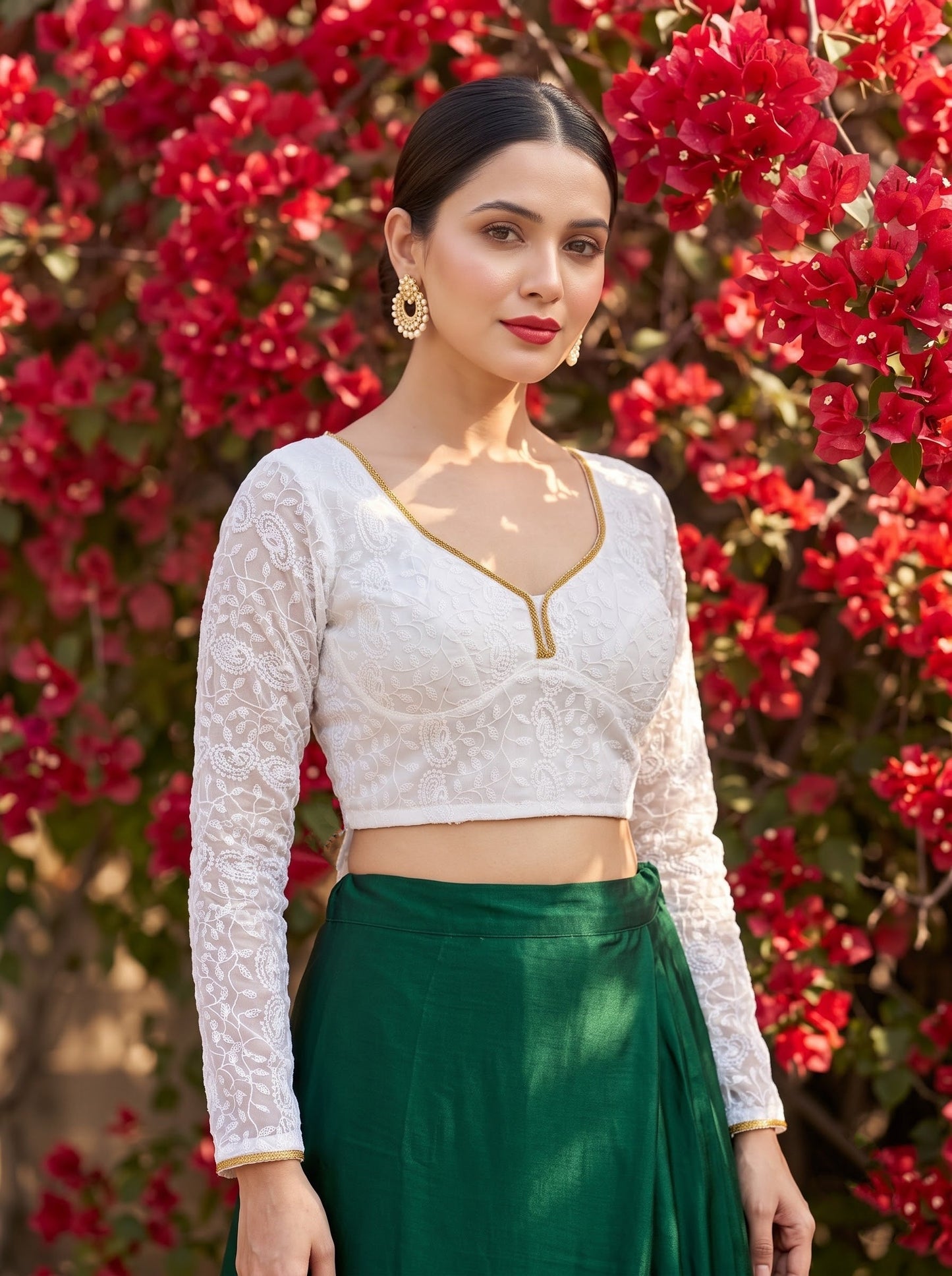 Pearl Petals Georgette Silk Designer Blouse