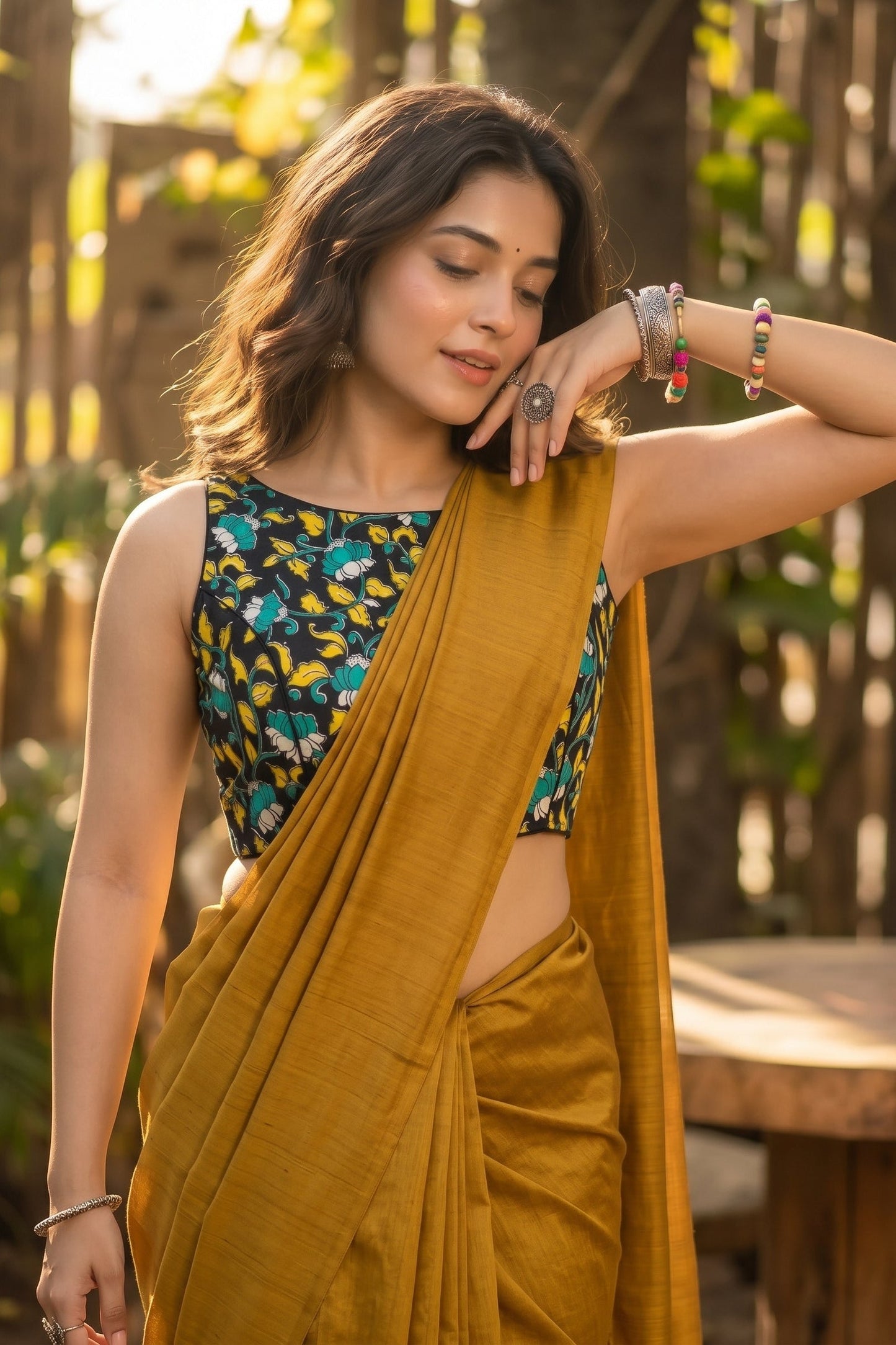 Fleur Essence kalamkari-Designer Blouse